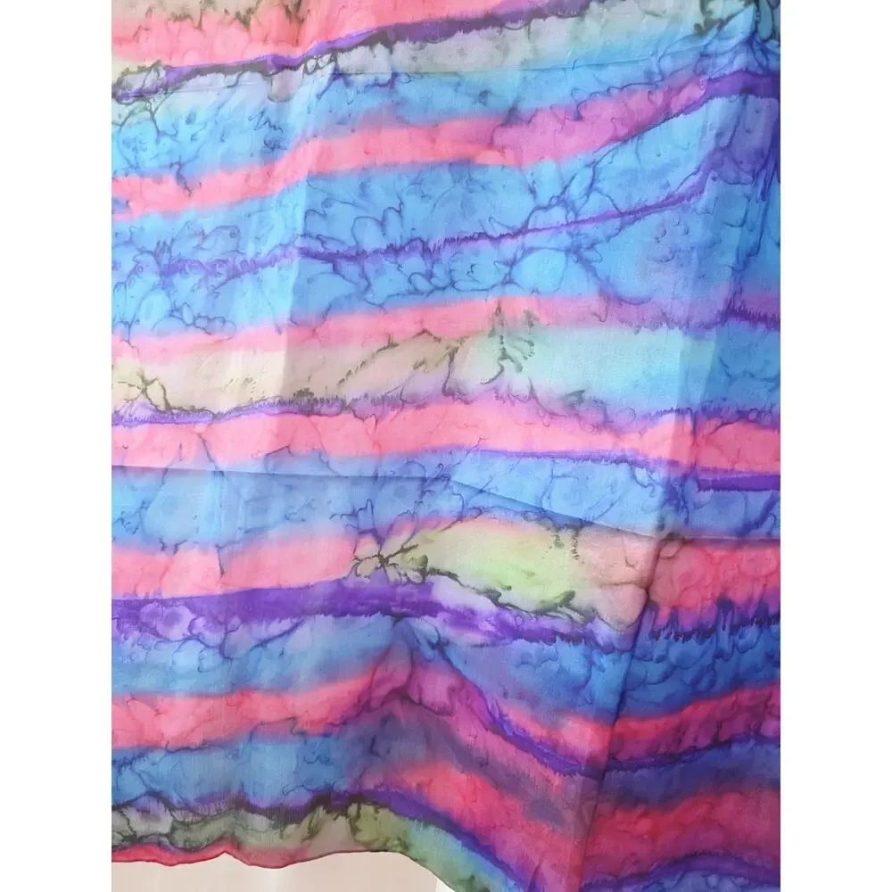 Artisan Hand Dyed Artist Made Multicolor Silk Scarf‎